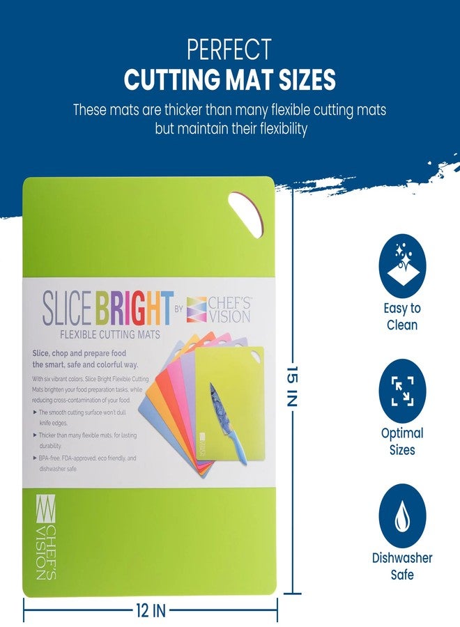 Chef's Vision Slice Bright Flexible Cutting Mats are The Safer, Smarter, Faster and Easier Way to Prepare Your Food. Set of six Colorful mats. from The Kitchen to Yours. - Image 4