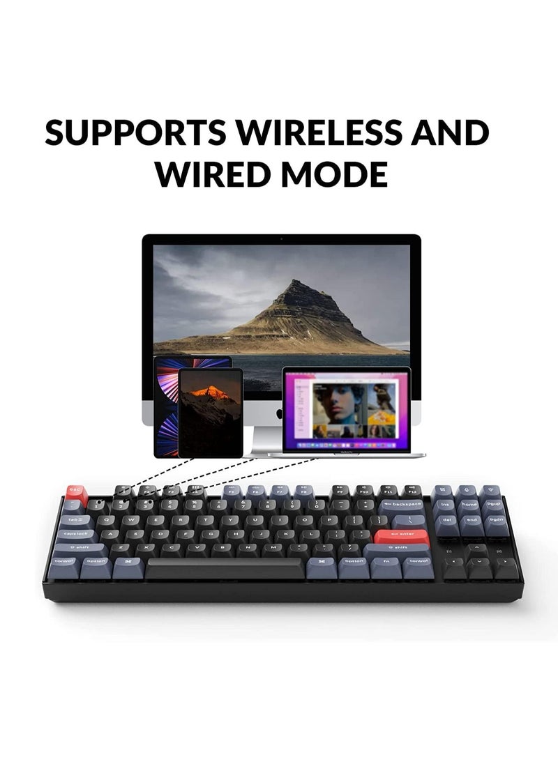 Keychron - K8 Pro QMK/VIA Wireless Mechanical Keyboard, Hot-Swappable TKL Custom Programmable Macro Wired Keyboard with Gateron G Pro Red Switch, RGB Backlit, PBT Keycaps for Mac Windows Linux - Image 1