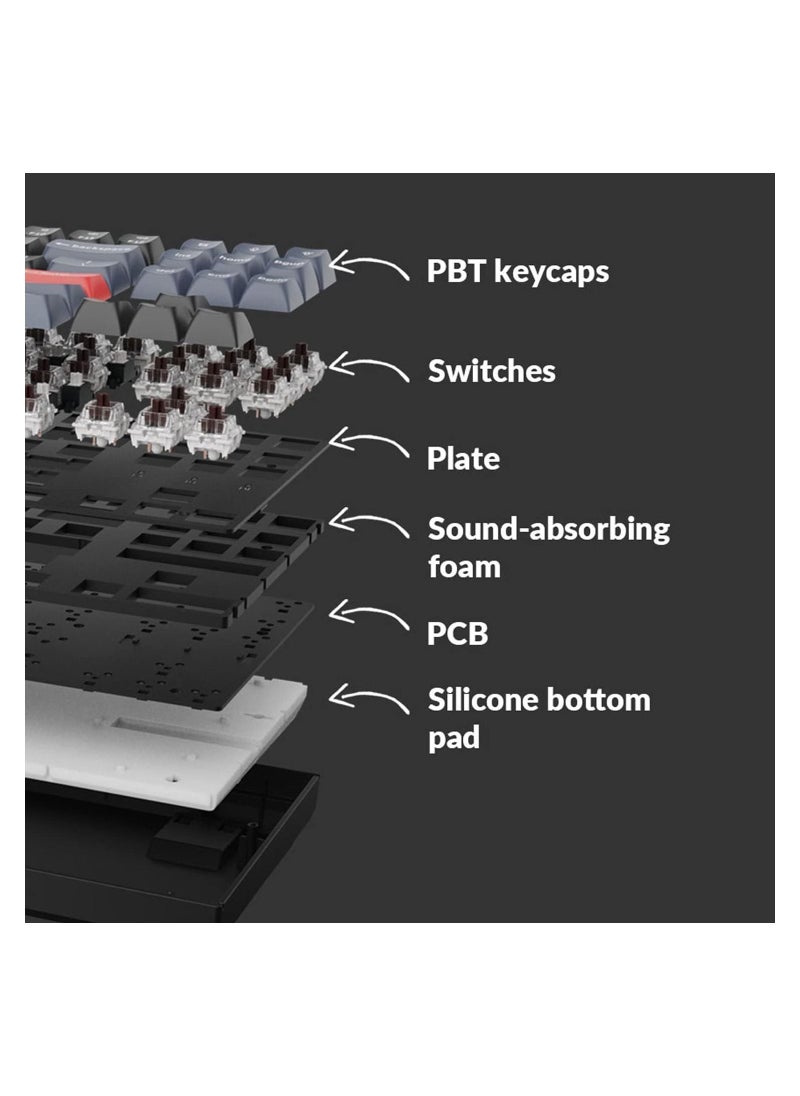 Keychron - K8 Pro QMK/VIA Wireless Mechanical Keyboard, Hot-Swappable TKL Custom Programmable Macro Wired Keyboard with Gateron G Pro Red Switch, RGB Backlit, PBT Keycaps for Mac Windows Linux - Image 1