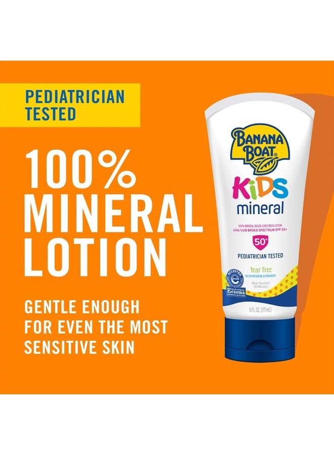 BANANA BOAT Kids 100% Mineral, Tear-Free, Broad Spectrum Sunscreen Lotion, SPF 50, 6oz, Twin Pack - Image 3