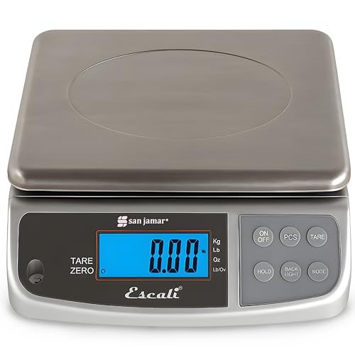 San Jamar Digital Food Scale Battery Operated with 66 Pound Capacity for Cooking Baking Meal Prep Diet Tracking Stainless Steel 682 Pounds Silver