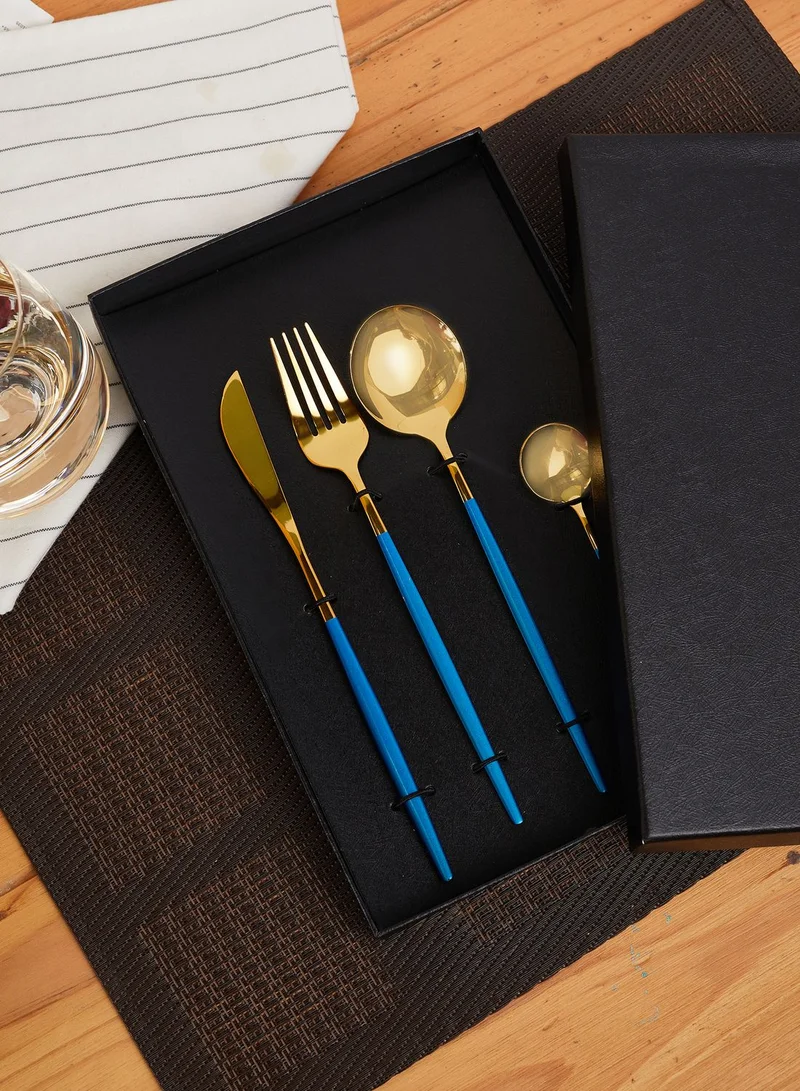 Noire Edit Blue & Gold 4 Piece Cutlery Set