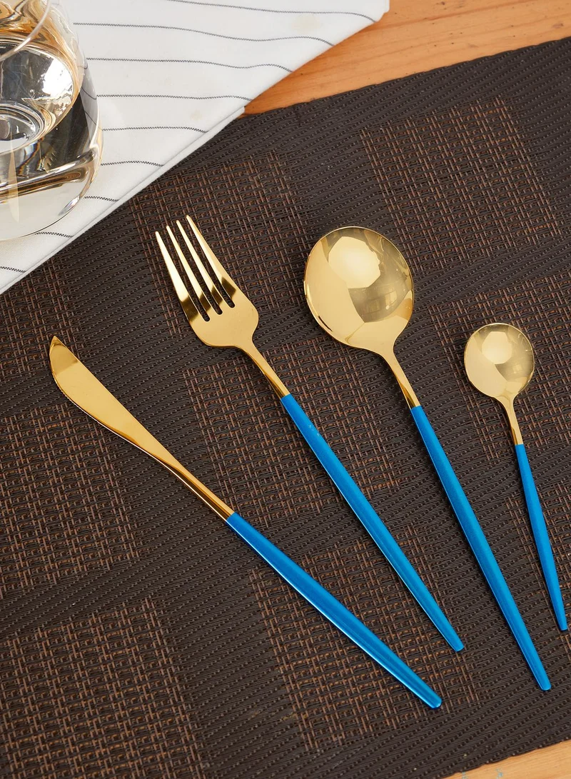 Noire Edit Blue & Gold 4 Piece Cutlery Set