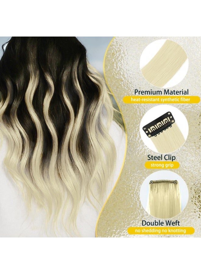 10 Pcs White Hair Extensions,Clip-In Hair Extensions, Colourful Straight Long Hairpieces, Clip-In Synthetic Material for Girls, Children, Women, Daily Life, Christmas - Image 3