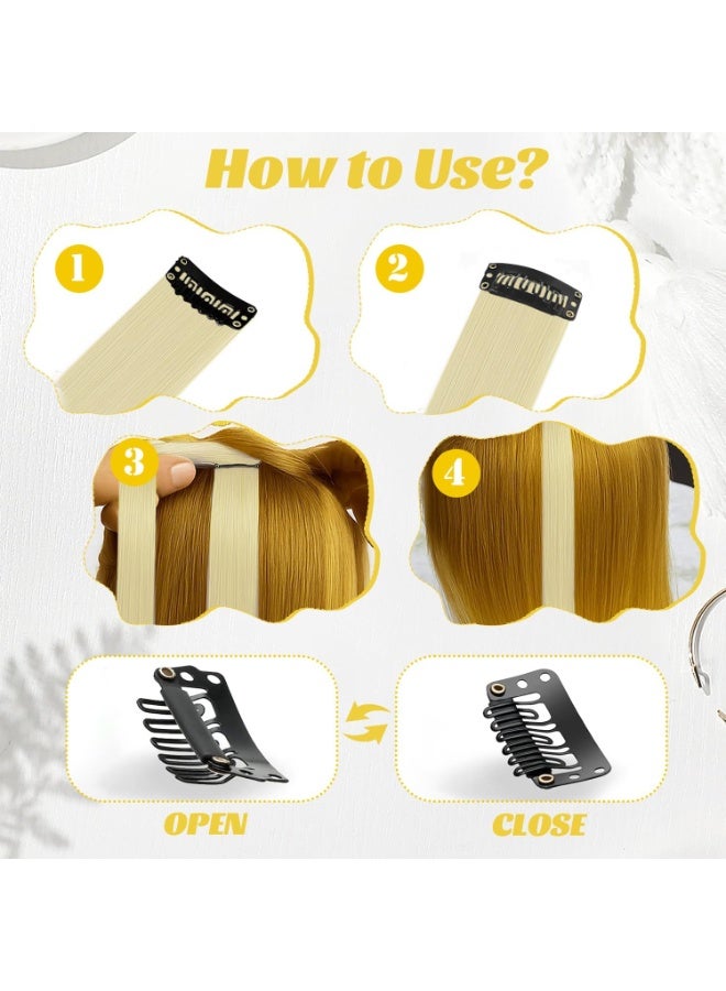 10 Pcs White Hair Extensions,Clip-In Hair Extensions, Colourful Straight Long Hairpieces, Clip-In Synthetic Material for Girls, Children, Women, Daily Life, Christmas - Image 4