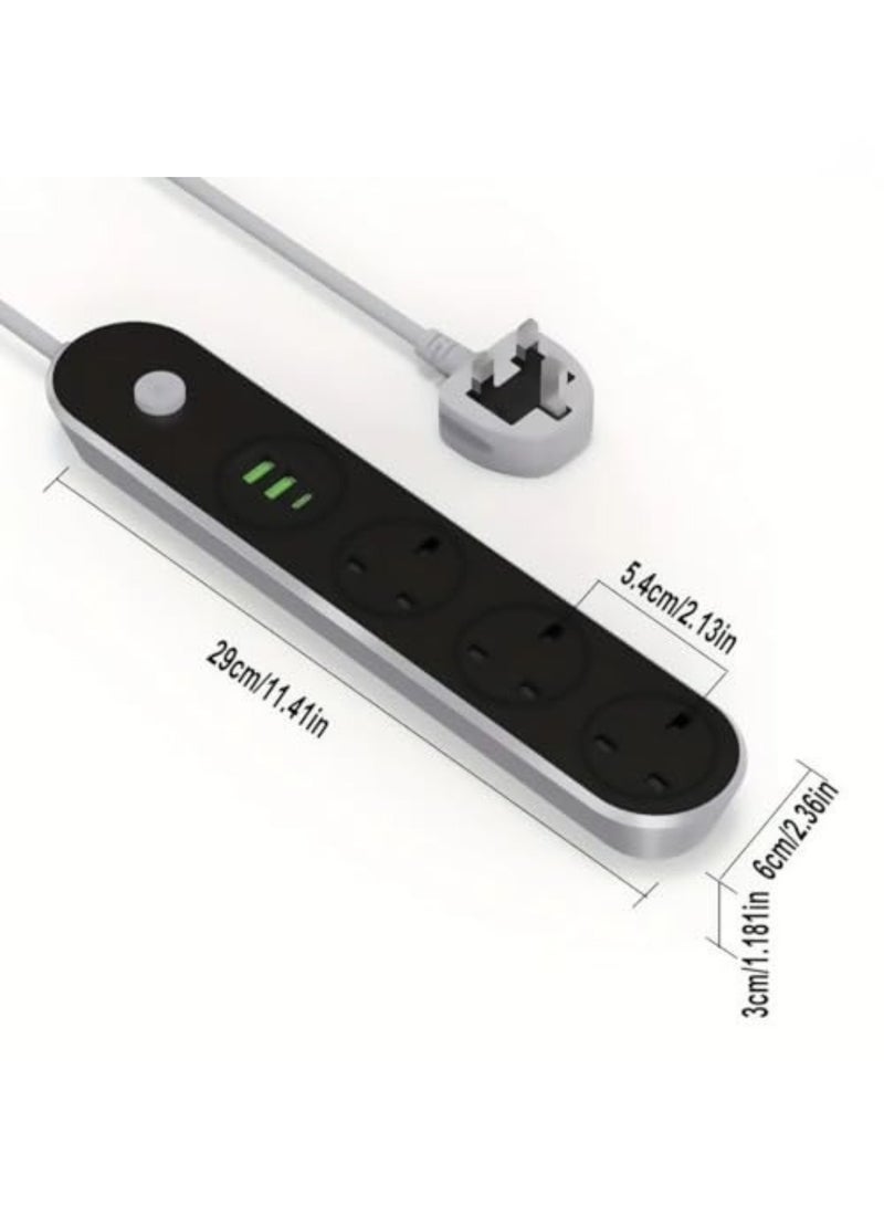 PowerMax Power Extension Cord, Power Strip with 3 AC Outlets and 2 USB + PD Ports, 13A Heavy Duty Extension Lead Surge Protection Extension Socket with safety shutter for Home & Office - Image 5