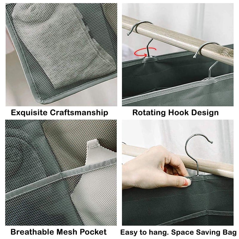 HETZON SALES Double Sided 30 Pockets Clear Hanging Bag for Socks Bra Underwear Rack Hanger Storage Organizer Wall Hanging Closet Shelves Storage Pockets Multicolor - Image 4
