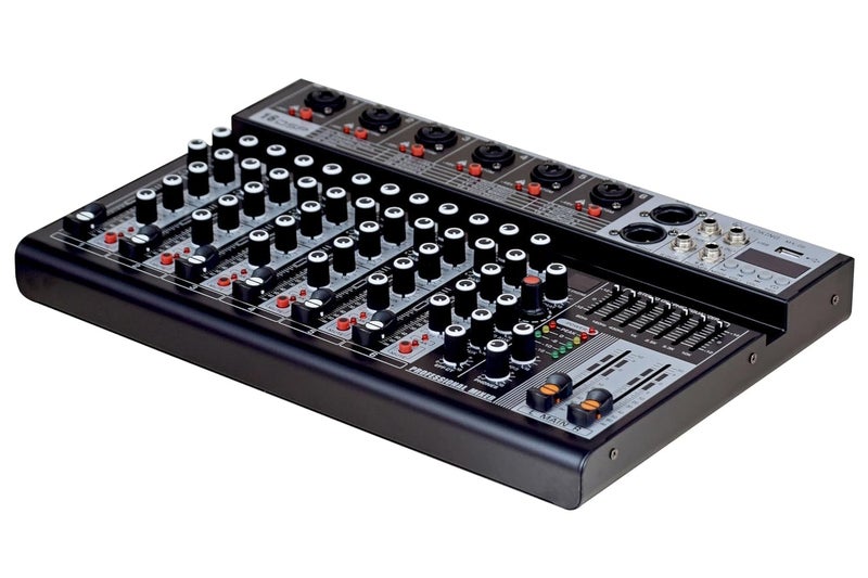 K-H 6 Channel Professional Analog Audio Mixer 6-Channel Built-In Eq/ 99-Dsp/Recording Mode Reverb Bluetooth/Pc/Usb/Mp3 Playback Concert Karaoke Home Singing Live Audio Equipment 48V Phantom, Black - Image 2