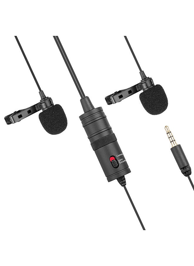 Generic Dual Omni-directional Lavalier Microphone Lapel Clip-on Condenser Microphone for Canon Nikon Sony DSLR Camera Camcorder  - Image 1