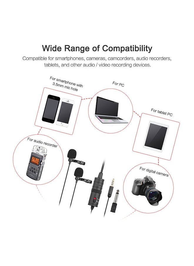 Generic Dual Omni-directional Lavalier Microphone Lapel Clip-on Condenser Microphone for Canon Nikon Sony DSLR Camera Camcorder  - Image 5