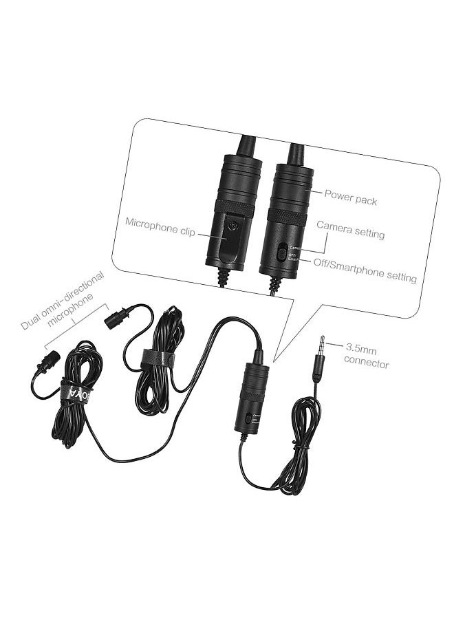 Generic Dual Omni-directional Lavalier Microphone Lapel Clip-on Condenser Microphone for Canon Nikon Sony DSLR Camera Camcorder  - Image 3