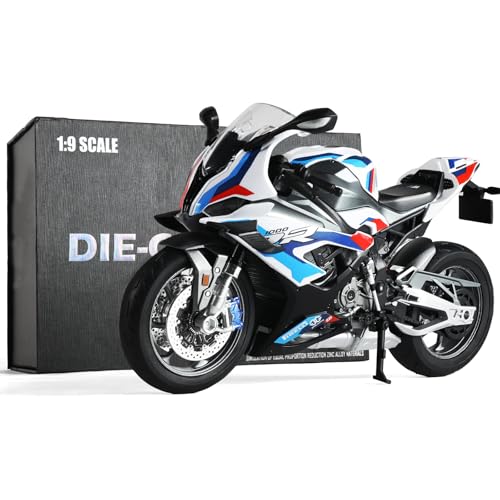 Risopen 19 Motorcycle Model for BMW M1000RR Metal Diecast Motorcycle Model No Assembly Required Mini Finished Moto Classic Collection Gift for AdultWhite - Image 1