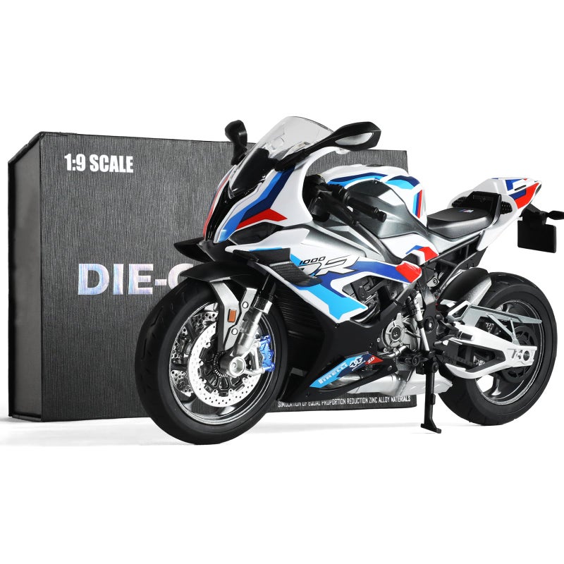 Risopen 19 Motorcycle Model for BMW M1000RR Metal Diecast Motorcycle Model No Assembly Required Mini Finished Moto Classic Collection Gift for AdultWhite - Image 2