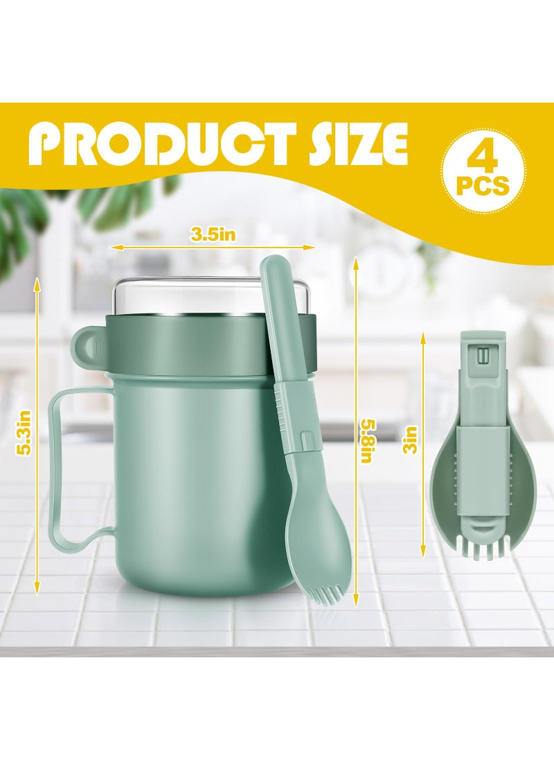 Mifoci Mifoci 4 Pcs Microwave Soup Mug with Lid Soup Containers and Handle Cereal Cup with Cover Food Flasks Food Jar Container for Breakfast Soups  Noodles  Hot Cereal  13.5 oz (Green  Blue Classic)  - Image 2