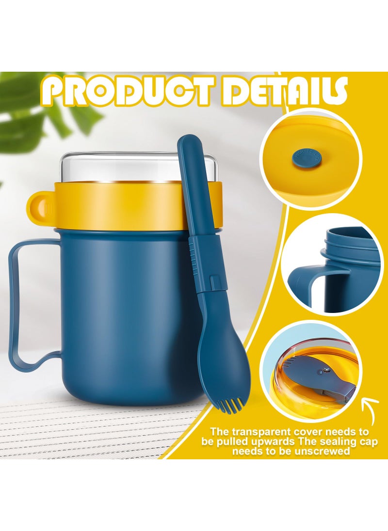 Mifoci Mifoci 4 Pcs Microwave Soup Mug with Lid Soup Containers and Handle Cereal Cup with Cover Food Flasks Food Jar Container for Breakfast Soups  Noodles  Hot Cereal  13.5 oz (Green  Blue Classic)  - Image 3