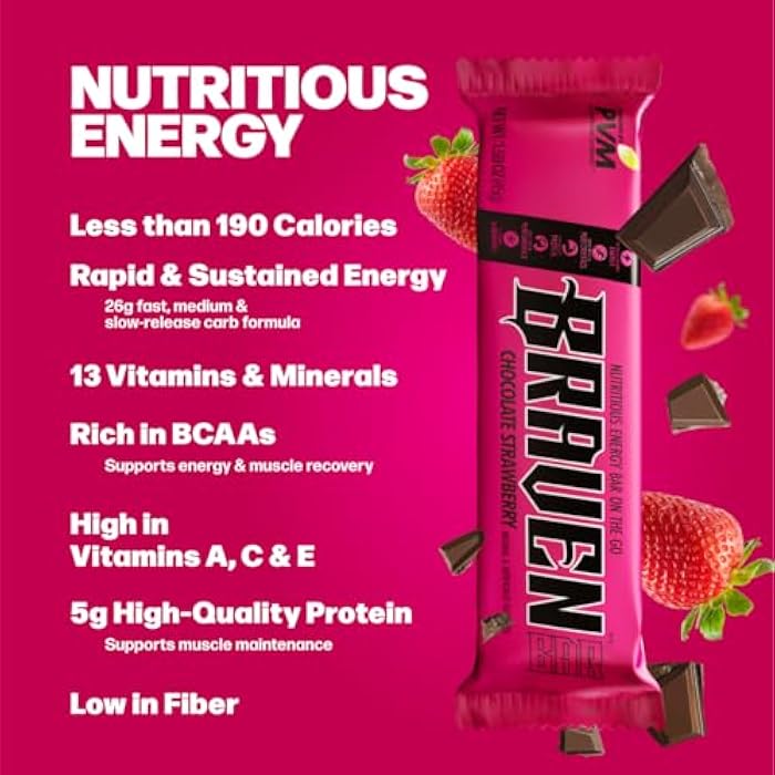 Braven Bar Chocolate Strawberry Energy Bars (1.59 oz, Pack of 10) – Energy Chews with 5g Protein – On-the-Go Energy Snacks for Running, Hiking, and Sports - Gluten Free Snacks - Image 5