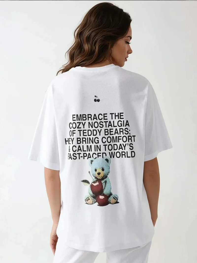 HICCUP Oversized Crew Neck Printed T-Shirt