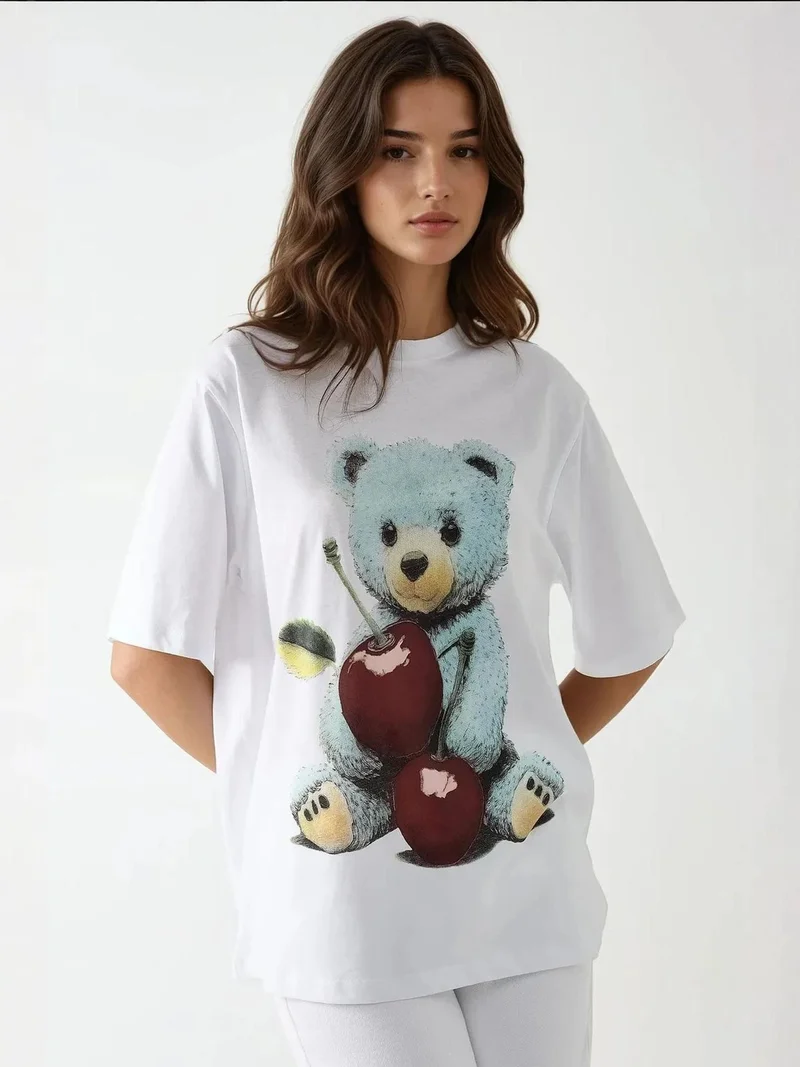 HICCUP Oversized Crew Neck Printed T-Shirt