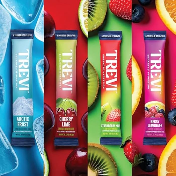 TREVI™ Sugar Free Electrolytes - Drink Mix Hydration Powder Packets - 28 Count - Favorites Variety Pack - Cherry Lime, Strawberry Kiwi, Berry Lemonade, Arctic Frost - Image 2