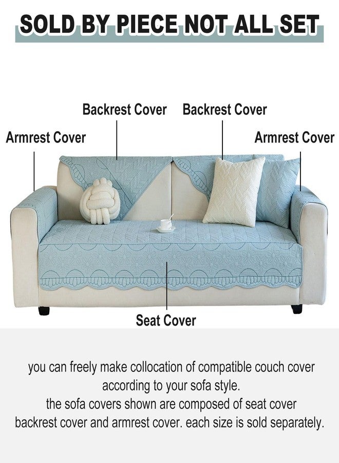 XSlive Cotton Quilted Pet Couch Covers for Sofa Farmhouse Rustic Floral Embroidery Sectional Couch Cover Soft Anti-Slip Sofa Slipcover Furniture Protector for Kids, Dogs, Pets (Blue,28"x28") - Image 2