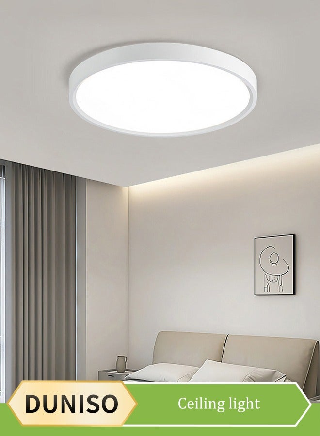 DUNISO Flush Mount LED Ceiling Light，dual color circular ceiling light, dimmable ABS eye protection ceiling light, 3000 to 6000K, suitable for living room, dining room, bedroom, kitchen, 230mm * 23mm  - Image 1