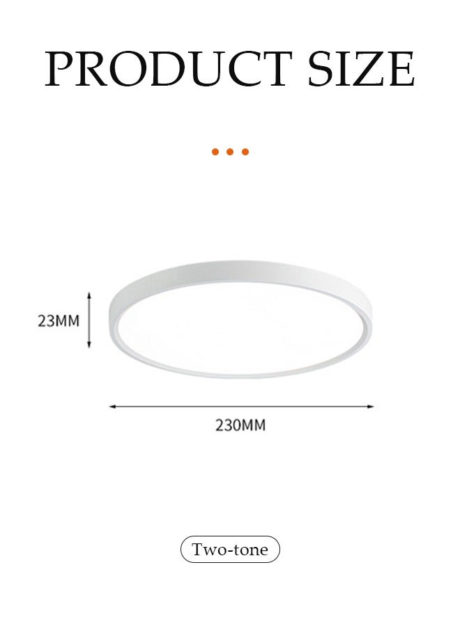 DUNISO Flush Mount LED Ceiling Light，dual color circular ceiling light, dimmable ABS eye protection ceiling light, 3000 to 6000K, suitable for living room, dining room, bedroom, kitchen, 230mm * 23mm  - Image 2