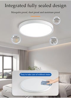 DUNISO Flush Mount LED Ceiling Light，dual color circular ceiling light, dimmable ABS eye protection ceiling light, 3000 to 6000K, suitable for living room, dining room, bedroom, kitchen, 230mm * 23mm  - Image 4
