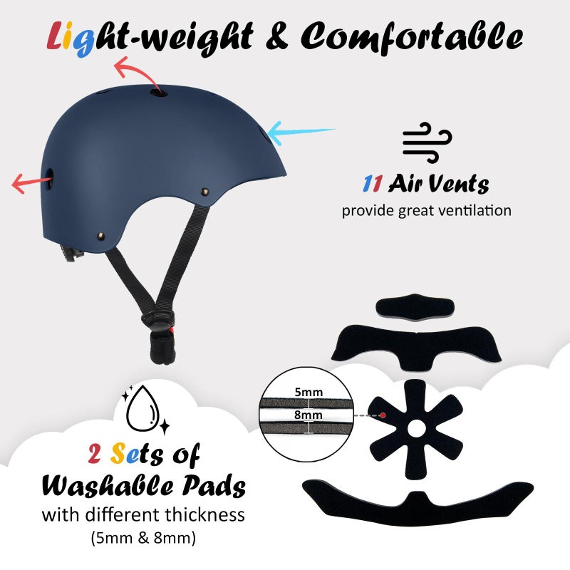 Ouwoer Kids Bike Helmet, Adjustable and Multi-Sport, from Toddler to Youth, 3 Sizes (Navy) - Image 5