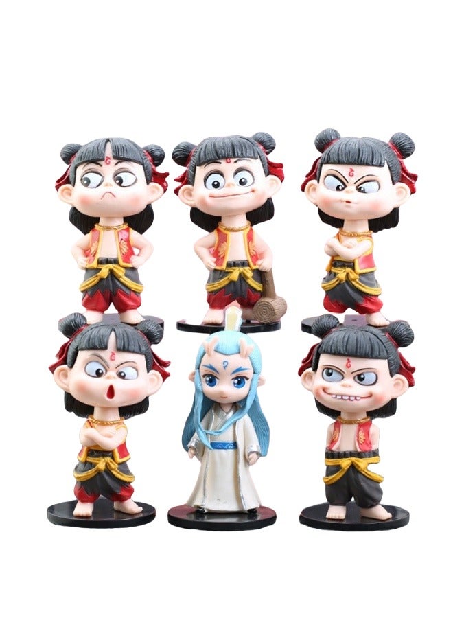 NIBEMINENT 6PCS Ne Zha 2: Devil's Fury Action Figures Set，Nezha 2，Ne zha 2 Toys Office Room Figurine Decor for Fans, Ideal Choice for New Year's Birthday and Valentine's Day（6PCS-B） - Image 1