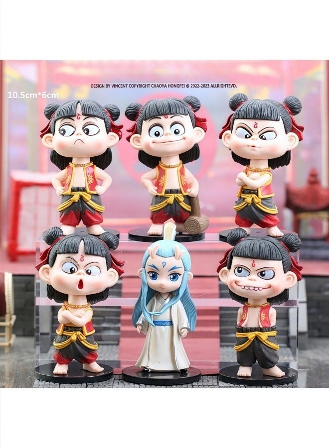 NIBEMINENT 6PCS Ne Zha 2: Devil's Fury Action Figures Set，Nezha 2，Ne zha 2 Toys Office Room Figurine Decor for Fans, Ideal Choice for New Year's Birthday and Valentine's Day（6PCS-B） - Image 2