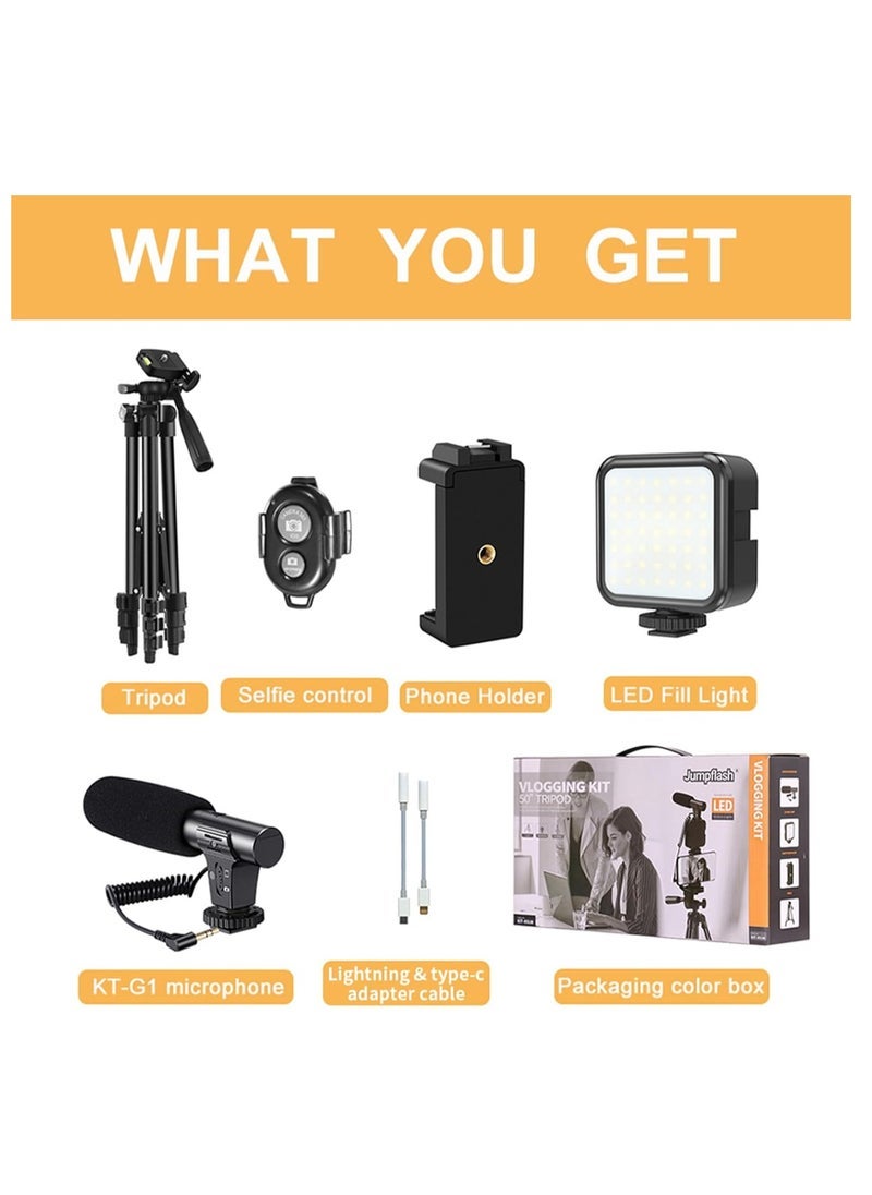 Gravity Vlogging YouTube Starter Kit – Complete Setup for Content Creators, Includes LED Ring Light, Tripod, Microphone, Camera Remote, and More for Professional Video Production - Image 3