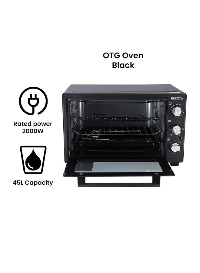 KRYPTON 6-IN-1 Multi-Functional Counter Top Electric Kitchen Oven With Powerful Rotisserie, Crumb Tray, Perfect For Grilling, Toasting And Roasting, 100- 250°C Adjustable Temperature, 60 Minutes Timer with Bell Ring & Power Indicator Light 45 L 2000 W KNO6246 Black - Image 2