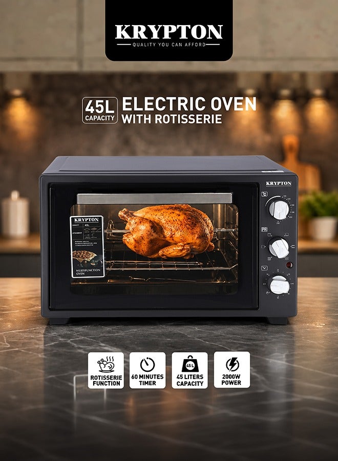 كريبتون فرن طبخ كهربائي - مزود بوظيفة مشواة قوية مع صينية للفتات 45 L 2000 W KNO6246 أسود - Image 1