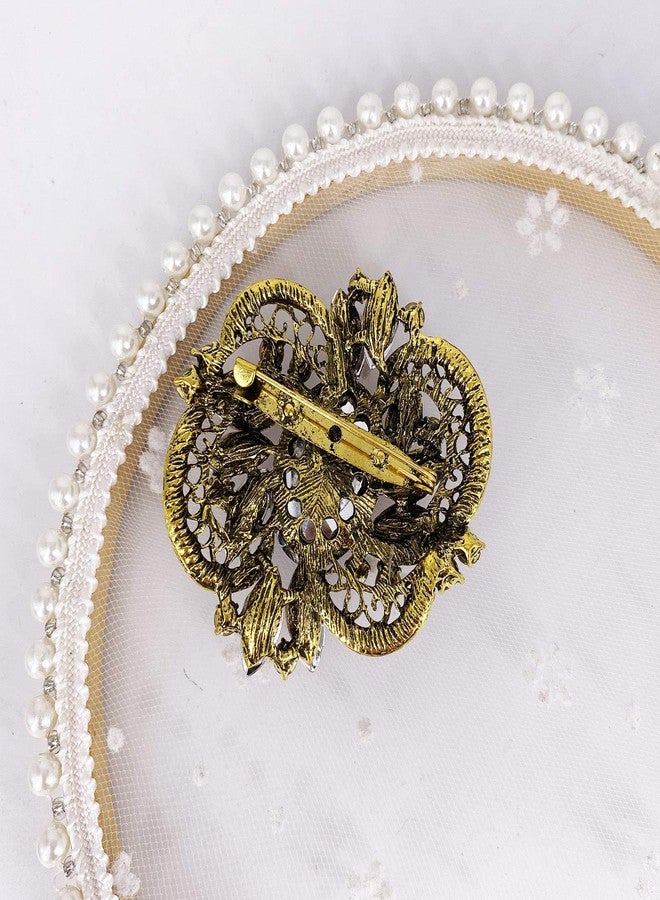 LAXPICOL Women's Large Sparkly Brown Crystal Flower Brooch Pin Fashion Statement Broach Pin - Image 3