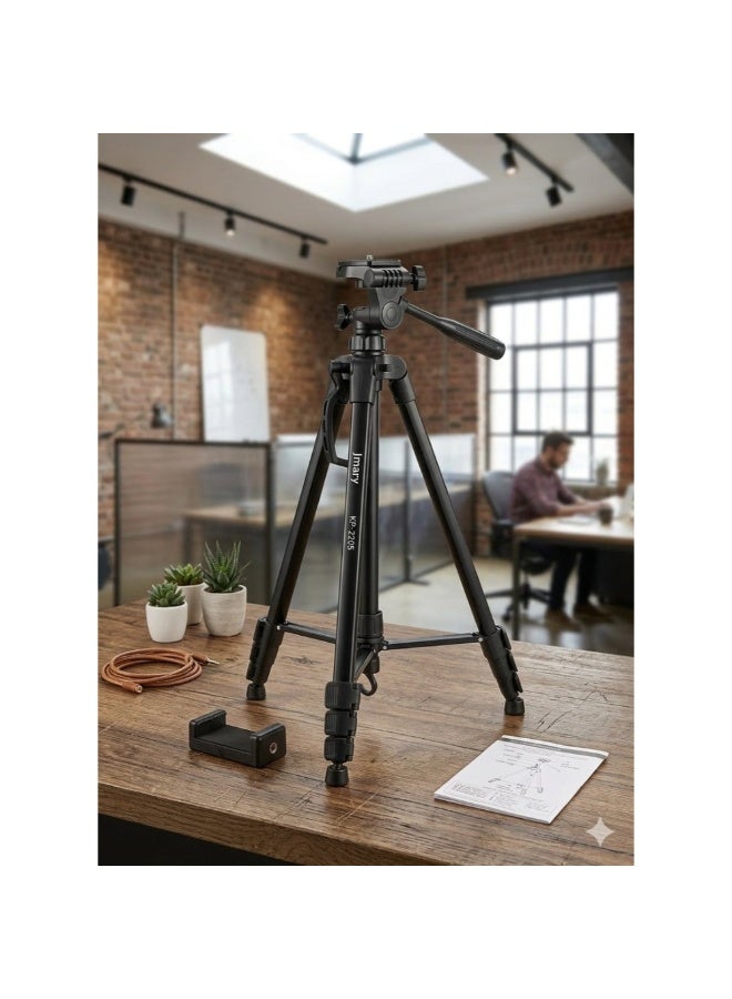 Jmary Portable Tripod with Mobile Holder – Lightweight Aluminum Stand for DSLR, Action Camera & Smartphones, Adjustable Height with Stable Grip - Image 3