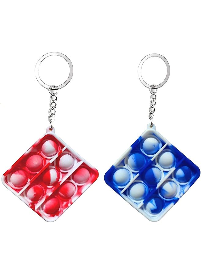 NIBEMINENT 2-Piece Push Pop It Bubble Fidget Sensory Keychain Toy
