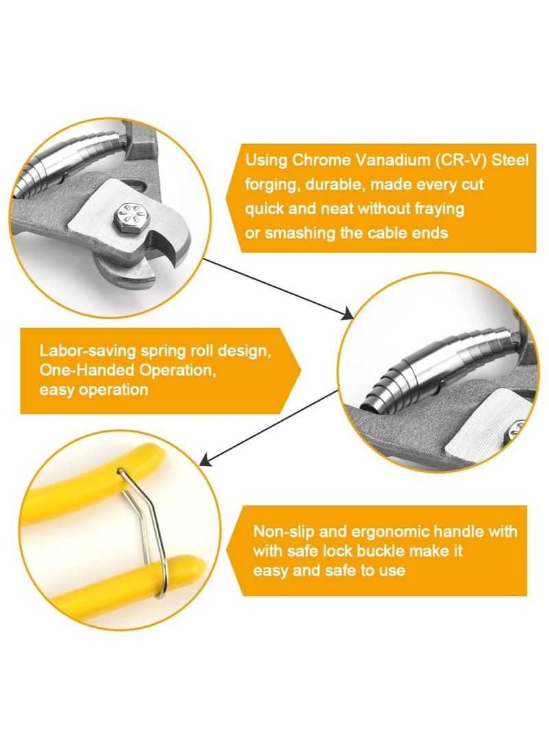 قاطع حبال سلكية من الفولاذ المقاوم للصدأ، أدوات قطع كابلات عالية الصلابة التي تتميز بمقبض مضاد للانزلاق، كماشة قطع ثقيلة لتحريك الكابلات، كابلات الفولاذ، الحبال السلكية، قواطع كابلات عالية القوة. - Image 2