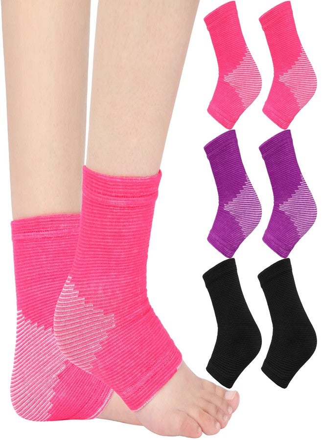 Zhanmai 3 Pair Kids Ankle Brace for Girls Compression Ankle Sleeve Support Knitted Children Elastic Youth Foot Arch Support Compression Sleeve Jogging Soccer Fitness Running Sports, 3 Colors (Medium) - Image 1