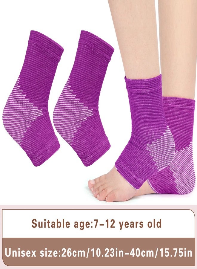 Zhanmai 3 Pair Kids Ankle Brace for Girls Compression Ankle Sleeve Support Knitted Children Elastic Youth Foot Arch Support Compression Sleeve Jogging Soccer Fitness Running Sports, 3 Colors (Medium) - Image 2
