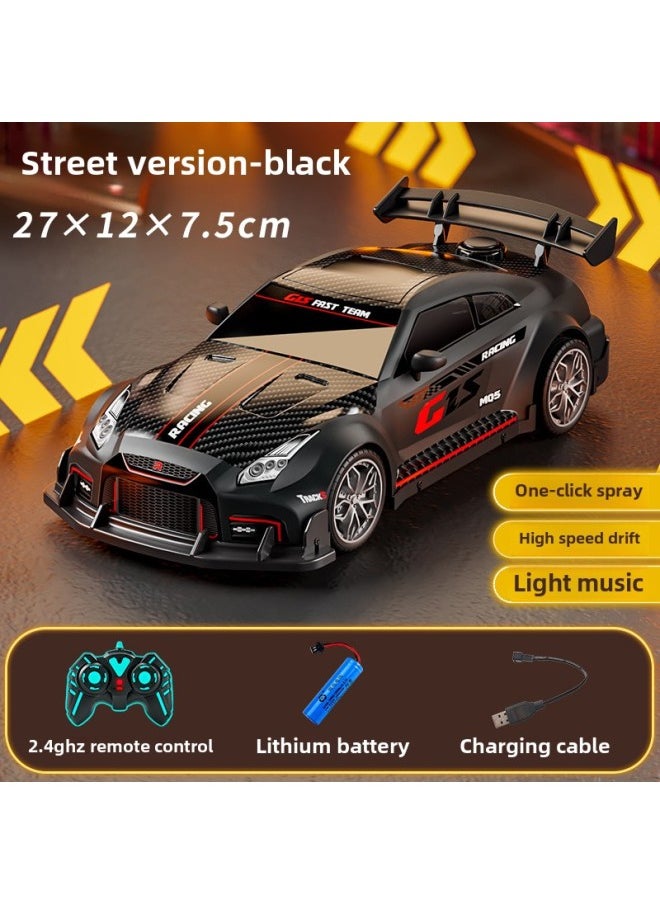 Special For Drift Spray 2.4G High-speed Light Music Four-wheel Drive Racing RC Remote Control Car Children's Electric Toys-Color:Bg009-black  - Image 1
