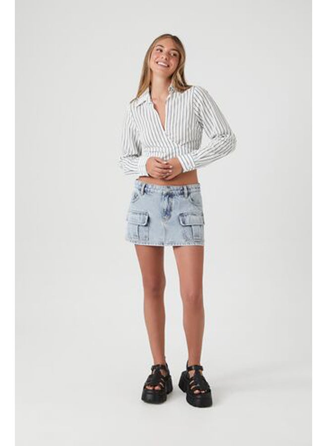 FOREVER 21 Pinstriped Wrap Shirt  - Image 4