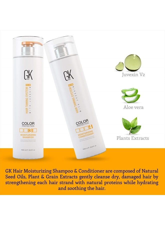 Global Keratin Moisturizing Shampoo and Conditioner Sets (33.8 Fl Oz/1000ml) for Color Treated Hair - Daily Use Cleansing Dry to Normal Sulfate Paraben-Free - All Hair Types for Men and Women