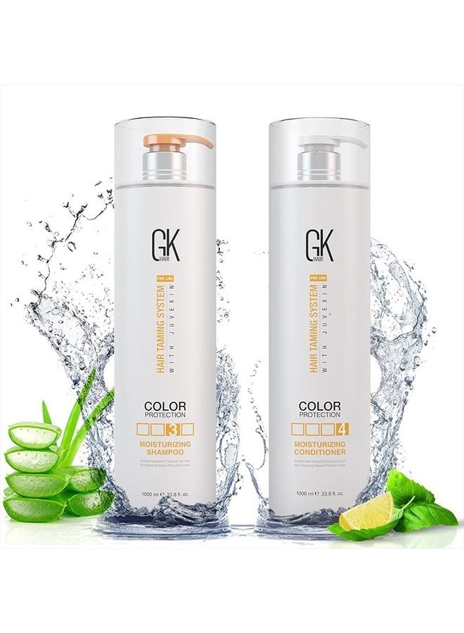 Global Keratin Moisturizing Shampoo and Conditioner Sets (33.8 Fl Oz/1000ml) for Color Treated Hair - Daily Use Cleansing Dry to Normal Sulfate Paraben-Free - All Hair Types for Men and Women