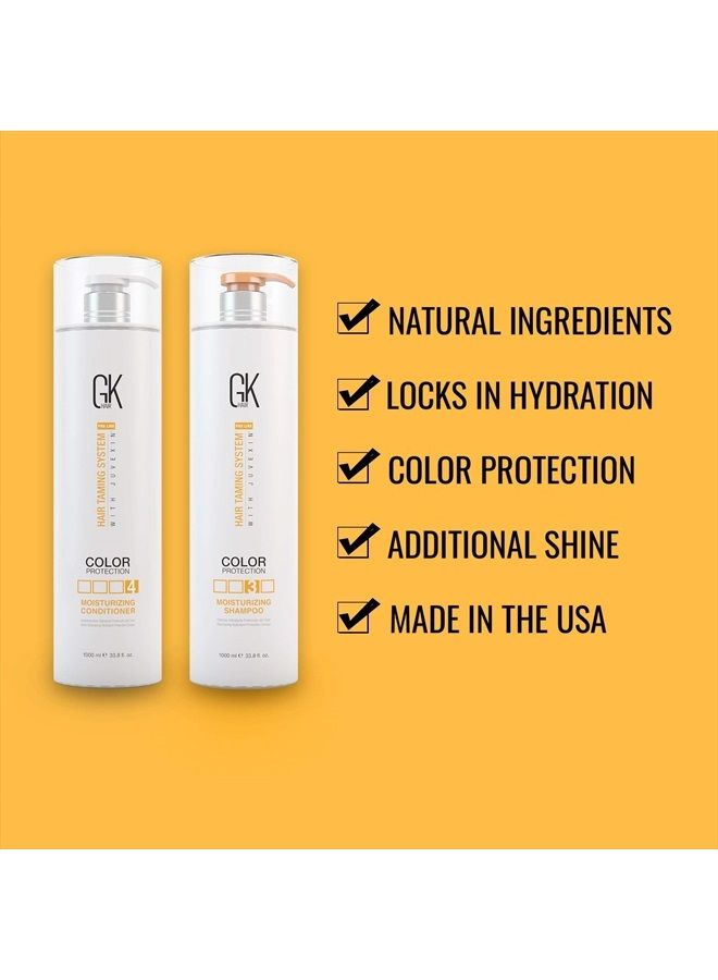 Global Keratin Moisturizing Shampoo and Conditioner Sets (33.8 Fl Oz/1000ml) for Color Treated Hair - Daily Use Cleansing Dry to Normal Sulfate Paraben-Free - All Hair Types for Men and Women