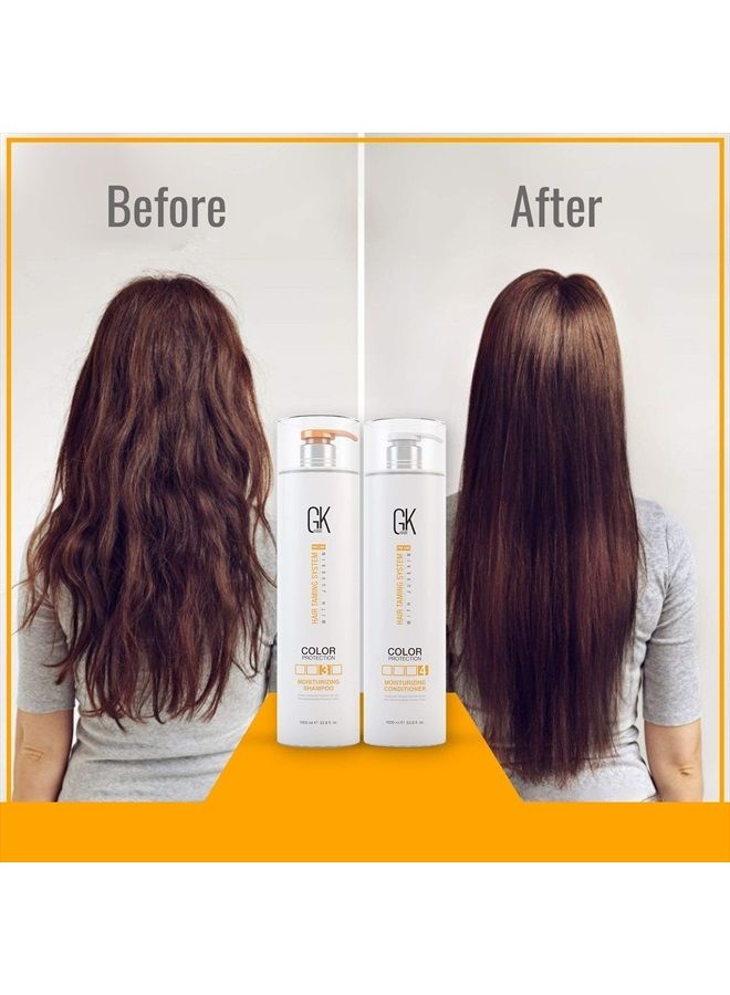 Global Keratin Moisturizing Shampoo and Conditioner Sets (33.8 Fl Oz/1000ml) for Color Treated Hair - Daily Use Cleansing Dry to Normal Sulfate Paraben-Free - All Hair Types for Men and Women