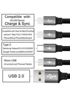 ASICEN Multi Charging Cable 4 in 1 Retractable iPhone Charger Cable Multi Charging Cord Retractable Cable with Lightning/Type C/Micro USB Ports for iPhone,iPad,Samsung,Huawei,LG,PS and More(2Pack/5ft)  - Image 2