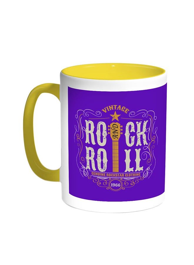 RKN Rock And Roll Printed Coffee Mug Yellow/White 11ounce - Image 1