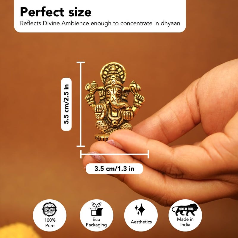 Ekhasa 100 Pure Brass Ganesha Idol Size 55 cm Pital Ganesh Murti for Pooja Room Home Decor Office Desk and Car Dashboard Vinayagar Statue for Diwali Puja - Image 2