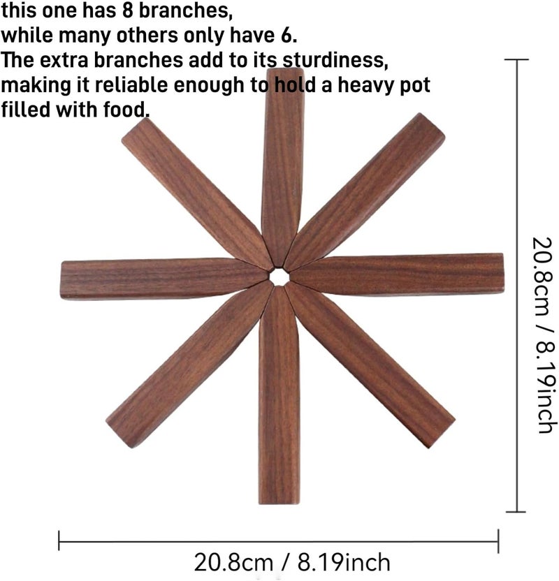 ShinianYa Wooden Tree Trivets for Hot Dishes Tree Coasters Set for Hot Pot Bowl Teapot  3 Wood Trivets  1 Stand Black Walnut Color Box - Image 3