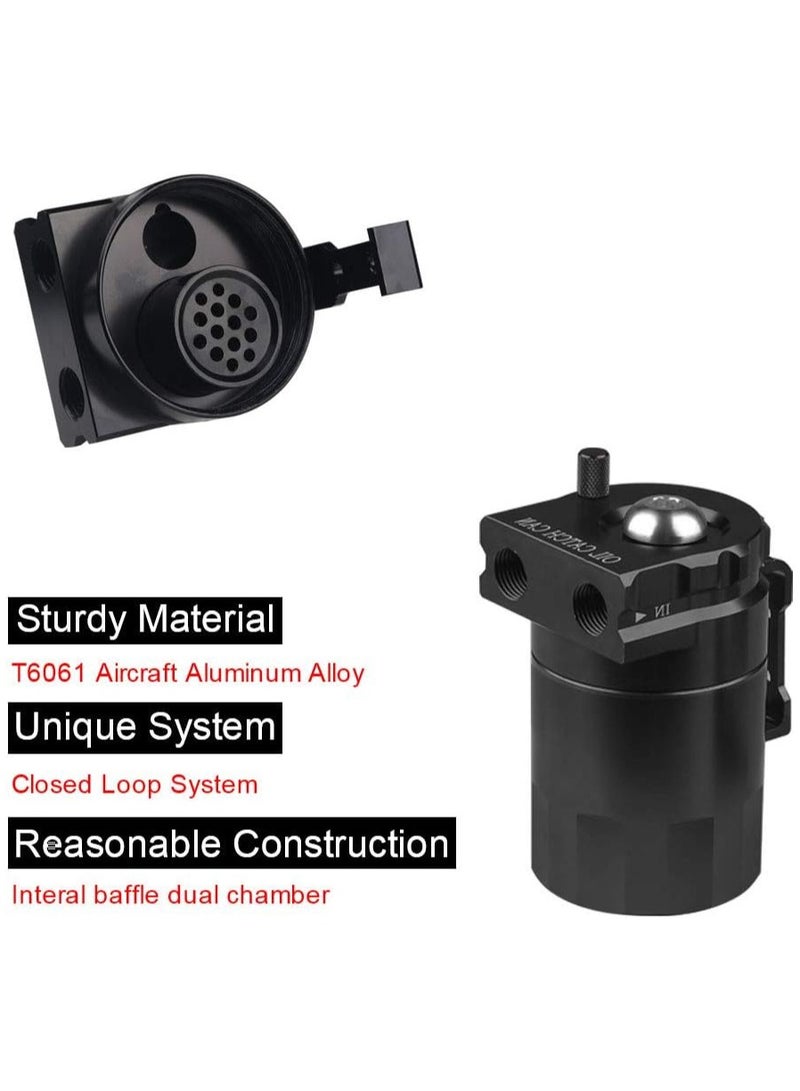 No branded Oil Catch Can Tank Kit with Breather 300ml Aluminum Polish Engine Air Oil Separator Tank Reservoir Kit Universal (Black) - Image 4